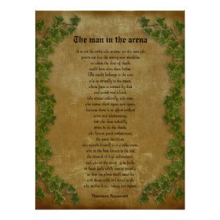 Parchment with ivy "The man in the arena" Poster