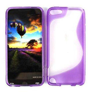HARD BORDER SKIN TPU SEMI SOFT CASE COVER FOR APPLE IPOD ITOUCH 5 TRANSPARENT PURPLE BORDER Cell Phones & Accessories