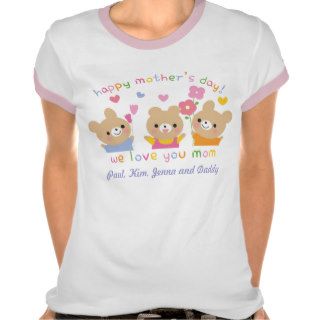 El día de tres madres feliz de los pequeños osos camiseta de