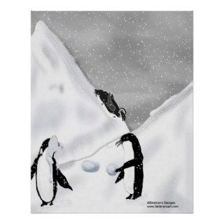 Penguin Snowball Fight Print