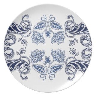 Blue Lotus and Paisley Plate
