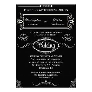 Traditional Wedding Bells Chalkboard Invitation