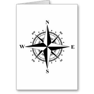 Compass Rose   Black & White Card