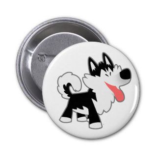 Cute Cartoon Siberian Husky Button Badge