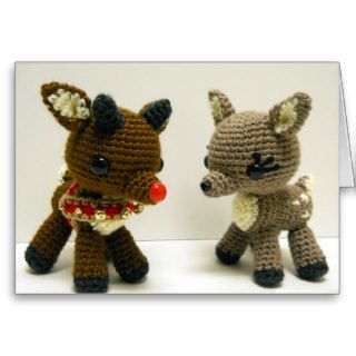 Knitted Rudolph and Clarice Greeting Cards