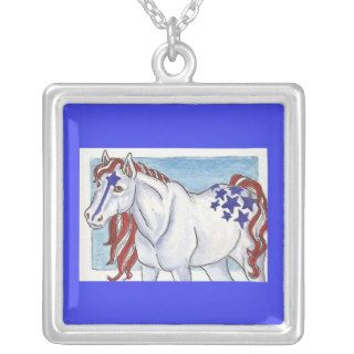 Blue Liberty Patriotic Horse Pendant