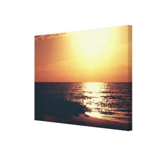 Orange Mississippi Gulf Sunset Gallery Wrapped Canvas