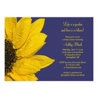 Yellow Sunflower Navy Bridal Shower Invitation