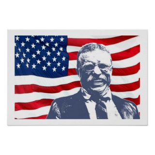 Roosevelt and Flag Poster