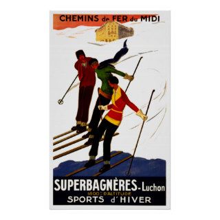 Superbagneres Luchon ~ Vintage Ski Travel Poster
