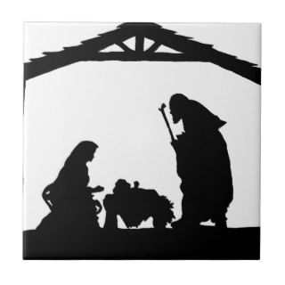 Christmas    Modern Nativity Silhouette Shadows Ceramic Tile