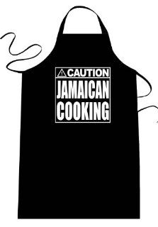 CAUTION   JAMAICAN COOKING   Funny Apron; Long Length 30" x Full Width 28" Kitchen Aprons for Men, Women, & Teens (Unisex) One Size Fits Most; Cotton Polyester Blend with Adjustable Neck; Great gift idea.
