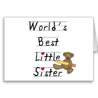 Bear and Pencil Best Little Sister Card