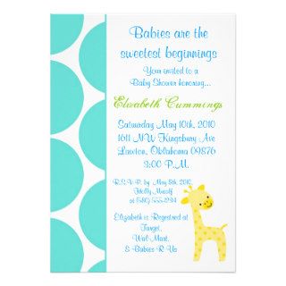 giraffe Baby Shower invite cute sweet blue fun