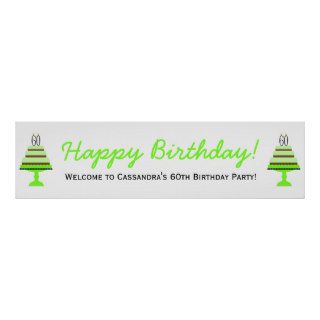 Green Cake 60th Birthday Party Banner Poster