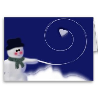 Snowman with heart snowball cards