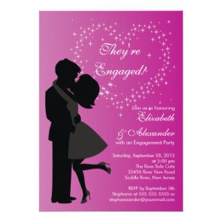 Cute Kissing Couple in Love Engagement Party Invites