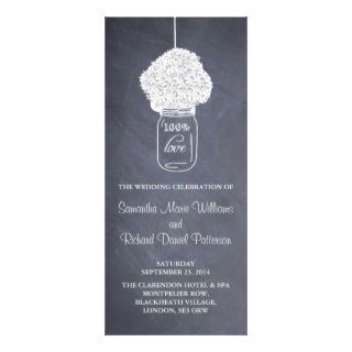 Hydrangea & Mason Jar Chalkboard Wedding Program Rack Card Template