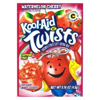 Kool Aid Twists Watermelon Cherry Unsweetened Soft Drink Mix, 0.16 Ounce Packets (Pack of 96)  Powdered Soft Drink Mixes  Grocery & Gourmet Food