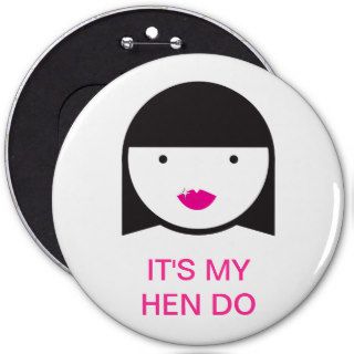 Girl with Bright Pink  Lips Button Badge