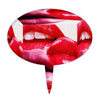Red Hot Lipstick Lips Cake Topper