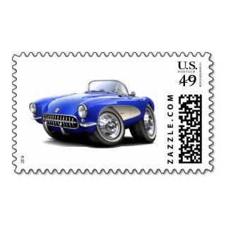 1956 57 Corvette Blue Car Stamp