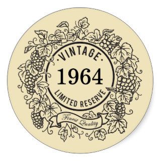 Vintage Grapevine Wine Stamp, Add Birth Year Stickers