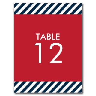 Blue Nautical Stripes Table Number Postcard