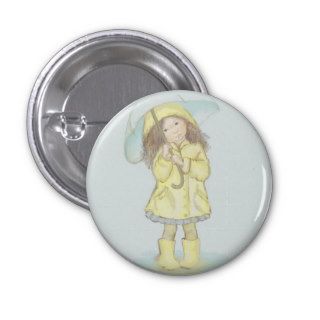 Rainy Day Cute Girl With Umbrella Pin