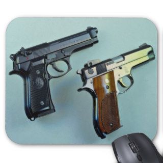 Two .45 caliber automatic guns for gun lovers mouse pads