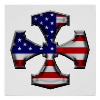American Flag Iron Cross Posters