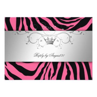 311 Zees Safari Lace Pink RSVP Personalized Invitation