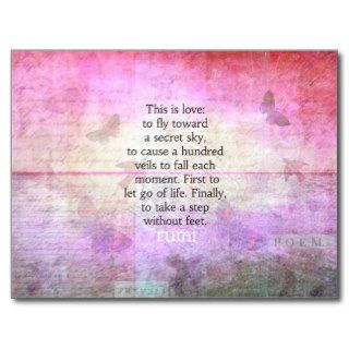 Rumi quote.Spiritual,  Inspirational LOVE art Post Cards