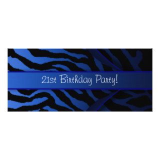 Royal Blue Zebra 21st Birthday Elegant Invitation