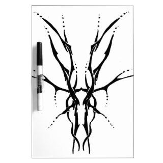 Deer Skull Tribal Tattoo   black and white Dry Erase Boards