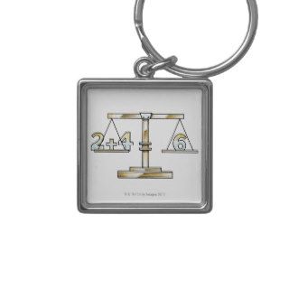 Illustration of adding numbers on scales keychain