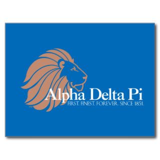 Alpha Delta Pi Gold Lion with Blue Background Postcards