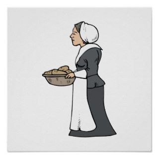 Pilgrim woman with food print