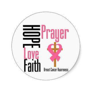 Breast Cancer Hope Love Faith Prayer Cross Sticker