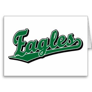Eagles script logo in Green Greeting Cards
