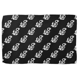 Nautical Anchor Pattern Black or Any Color Towel