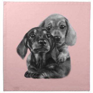 Dachshund Puppies Drawing Cloth Napkin