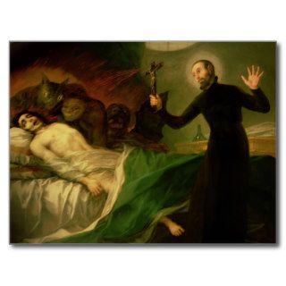 St. Francis Borgia  Helping a Dying Impenitent Postcards