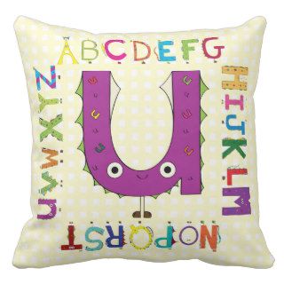 Funny Fellows™ Cartoon Character Alphabet Letter U Throw Pillow