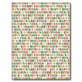 Holiday Words Background Postcard