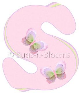 "s" Pink Purple Green Butterfly Alphabet Letter Name Wall Sticker   Decal Letters for Children's, Nursery & Baby's Room Decor, Baby Name Wall Letters, Girls Bedroom Wall Letter Decorations, Child's Names. Butterflies Mural Walls D