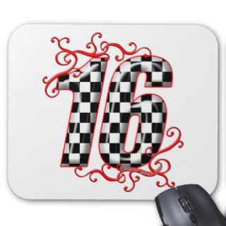 16 auto racing number mouse pads