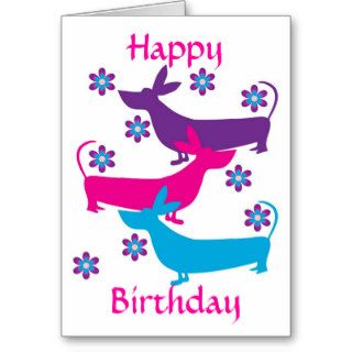 Funky retro basset hound dog happy birthday  card