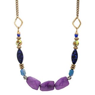Butterfly by Matthew Williamson Blue and purple mixed bead tribal necklace