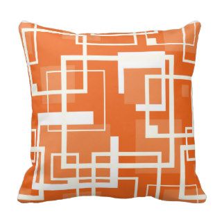 Retro Orange and Ivory Square Link Design Pillow
